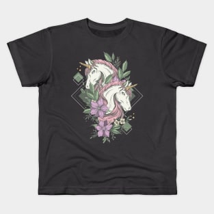 twin unicorn illustration Kids T-Shirt